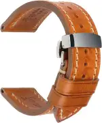 REZERO Handgefertigtes Echtleder-Uhrenarmband, Pflanzengegerbtes Leder, Ölgewachste Ersatzarmbänder 18mm 19mm 20mm 21mm 22mm 23mm 24mm 26mm für Herren, Damen