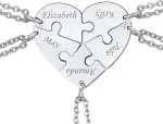 Suplight Freundschaftsketten personalisiert Namensketten 18k vergoldet/Edelstahl 2/3/4/5/6 teilige Herz Puzzle mit 46+5cm/1,5mm Rolokette Gravur für Damen Herren mit Geschenkbox