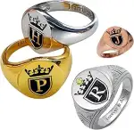 Personalisierter Ring für Männer Frauen Anfangssiegelring Gold Anfangsring Sterling Silber Siegel...