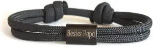 Bester Papa Gravur Armband, Personalisiertes Segeltau Armband, Surfer Armband mit Wunschgravur, Vatertagsgeschenk, Für Ihn, schwarzer Edelstahl