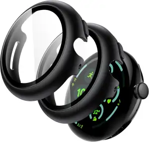 JETech Hülle mit Schutzfolie für Google Pixel Watch 3 (2024) 45mm, Eingebaut 9H 