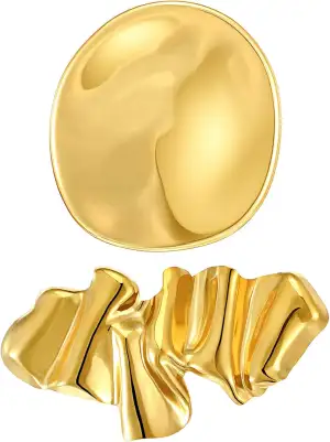 2 Stück Gold Unregelmäßige Brosche, Geometrische Metal Brosche Stilvolle Anstecknadel für Damen Mantel Abendkleid Schmuck