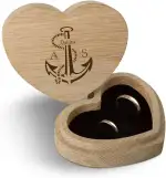Kartenmachen.de Personalisierte Hochzeit Ringbox Herz Ringkissen Ringschachtel individuell 10 x 8,5 cm Eichenholz - Anker