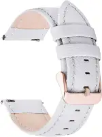 Fullmosa 18mm Uhrenarmband kompatibel mit Garmin Venu 3S 2S Armband/Vivoactive 4S/3S, Cross Leder Armband Damen, Weiß + Roségoldene Schnalle