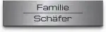 Edelstahl Türschild personalisiert V2A gebürstet mit Lasergravur - 8x2 cm - Namensschild Haustür Briefkastenschild Klingelschild - selbstklebend o. Bohrlöcher - Blechschilder wetterfest