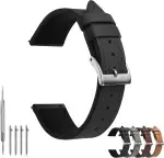Uhrenarmband 20mm Leder, Schwarz Uhrenarmbänder für Herren, Ersatz Weiche Uhrenarmbänder, Smartwatch Armband mit Schließe Edelstahl, 18mm 20mm 22mm 24mm