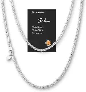 KRKC&CO Goldkette Herren Silberkette 2,5/3/4mm, dünne Kordelkette Rope Kette Wei