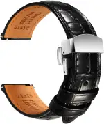REZERO Leder-Uhrenarmbänder für Herren, Krokodilprägung Uhrenarmbänder mit Schnellverschluss, Ersatz Armband aus Echtem Leder für Uhren 19mm 20mm 21mm 22mm
