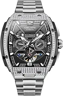 Automatik Mechanik Herrenuhr Schwarz Zifferblatt Edelstahl Armband Luxuriöse Modische Armbanduhr