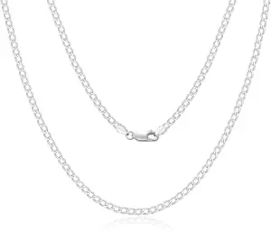 925 Sterling Silber Panzerkette Echt Silberkette für Herren Damen 2/3/4mm Breite