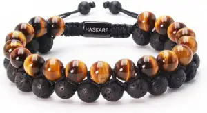 HASKARE Edelstein Armbänder Tigerauge Armband Herren Perlen, Hochwertiges Schmuc