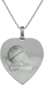 Silber Kette & Anhänger Herz mit eigener Fotogravur/Bildgravur echt Silber 925 Fotogravur Schmuck/personalisierte Fotogravur