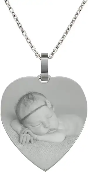Silber Kette & Anhänger Herz mit eigener Fotogravur/Bildgravur echt Silber 925 F