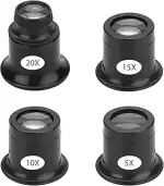 EEEKit Uhrmacherlupe, 4 Stück Augen Lupe Glas Okular, 5x/10x/15x/20x Monokel für Juwelier Uhr Hob...