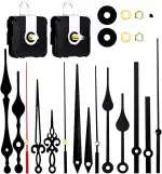 Uhrwerk-Set, batteriebetrieben, Quarz-Uhrwerk-Ersatz, Langer und kurzer Schaft,16mm/20mm, Wanduhr-Mechanismus, Motor-Ersatzteile, DIY-Reparatur-Teile (Black)