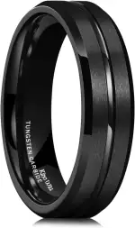 King Will Ehering aus Wolframcarbid 6mm 8mm – Herren und Damen Ring, Schwarz Gold Blau Grau, mit Rille, kratzfest, ideal für Arbeit und Fitnessstudio, bequeme Passform, stilvoll und robust