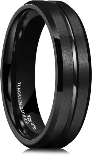 King Will Ehering aus Wolframcarbid 6mm 8mm – Herren und Damen Ring, Schwarz Gol