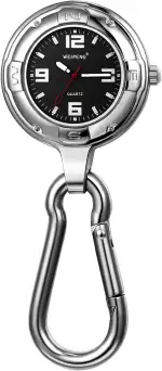 JewelryWe Taschenuhr mit Karabiner Befestigung Leuchtendes Gesicht Analog Quarz Uhr für Ärzte Krankenschwestern Sanitäter Köche