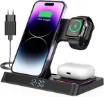 4 in 1 ladestation für iPhone und Watch Kabelloses Ladegerät 15W Faltbarer Induktive Wireless Charger für iPhone 16 15 14 13 12 11 Pro SE X XS XR & Watch 9 8 7 6 SE 5 4 3 2 Air Pods Pro