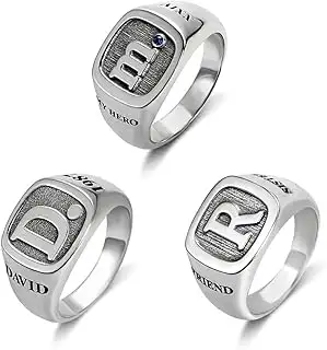 Benutzerdefinierte Männer Initial Siegelring | Familienring graviert Ring mit Initial | Personali...