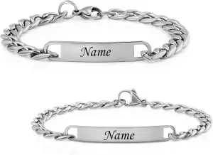 Partnerarmbänder mit Gravur – Premium Edelstahl | Personalisierbar mit Namen & D