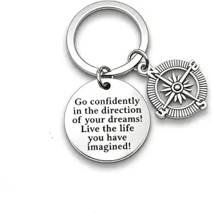 Kompass Schlüsselanhänger, Glücksbringer Geschenk für Absolventen, Einschulung, 