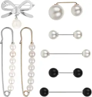 8 Stück Brosche Damen, Künstliche Perlen Broschen für Kleidung Brosche Vintage A