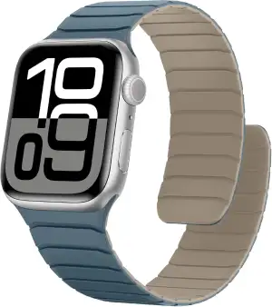 Magnetisches Silikon Armband Kompatibel mit Apple Watch 42mm(Series11/10) 41mm 40mm 38mm, Wasserdichte Sport Armbänder Design für iWatch SE Series 11 10 9 8 7 6 5 4 3, Dünen-Wolke Blau
