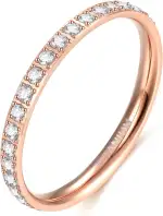 Zakk Eternity Ring 2mm Damen Ewigkeitsringe Titan Verlobungsringe Eheringe Trauringe Memoirering mit Zirkonia Silber Gold Rosegold