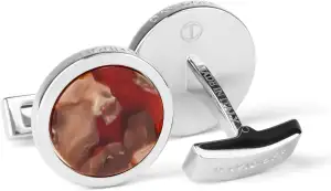 DAVIDOFF Manschettenknöpfe – Silberne Manschettenknöpfe mit braunem/rotem Zellul