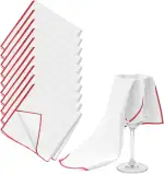 10 Stück Poliertuch Gläser, 30 X 30 cm Mikrofaser Glaspoliertücher, Microfaser Gläser Poliertuch, Poliertücher Gläser Gastronomie, Weiß Weingläser Tücher mit Rotem Rand für Fenster Brillen