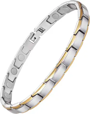 Jeracol Titanstahl magnetarmband damen, magnetische Brazaletes mit 3500 Gauss Magneten, verstellbares magnetisches Handgelenkband mit Entfernungswerkzeug und Schmuck