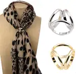 2 Stück Damenmode drei Ringe Ring Schal Schnalle Seide Schal Verschluss Clips Wickelhalter (Silbe...