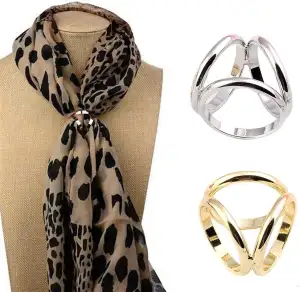 2 Stück Damenmode drei Ringe Ring Schal Schnalle Seide Schal Verschluss Clips Wi