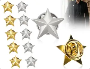 10 Stück Abzeichen Anstecknadel,Modische Metall Anstecker,Pentagramm Brosche,ver