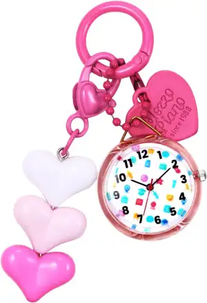 JewelryWe Karabineruhr Kinder Taschenuhr mit Karabiner Analog Quarz Uhr mit Herz
