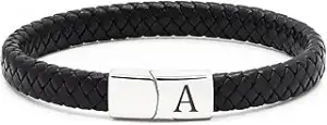 Lederarmband Herren Armband mit Buchstaben Gravur A-Z Buchstabe Armband Männer S