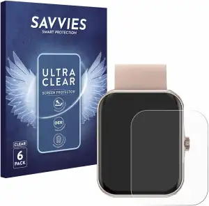 Savvies 6 Stück Schutzfolie für Mutoy Smartwatch 1.83" Displayschutz-Folie Ultra