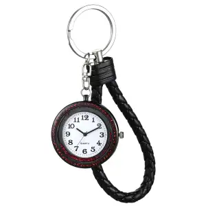 JewelryWe Karabineruhr Taschenuhr mit Schlüsselanhänger, Einzigartige Leder Kord