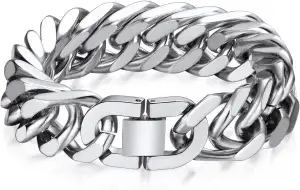 Bandmax Herren Armband Edelstahl Panzerarmband 8/12/17mm Massiv Kubanische Glied