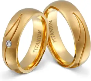 Juwelier Schönschmied - Damen Partnerringe Eheringe Golden River Titan Zirkonia 