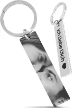 Meinearmbänder Personalisierter Schlüsselanhänger mit Augenfoto – Individueller Schlüsselring mit deinem Augenbild vorne & Gravur auf der Rückseite – Einzigartiges Geschenk für Sie oder Ihn