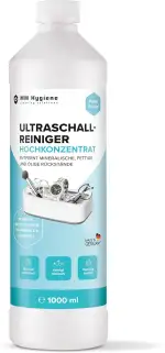 Ultraschallreiniger Konzentrat 1000ml – Reinigungsflüssigkeit für Ultraschallbad & Ultraschallgeräte – Brillenreiniger, Schmuckreiniger, Zahnschiene & Zahnersatz Reiniger – Made in Germany