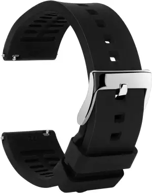 TStrap SilikonUhrenarmband Sport 22mm - Schwarz Gummi Uhr Armband Weich mit Schn