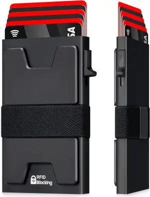 LXMY Kartenetui Herren, Kreditkartenetui RFID Schutz, Aluminium Slim Geldbörse Herren, mit Langlebiger Erweiterbarer Rückplatte, Geeignet Geschenke für Männer