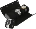 BAIGIO Tragbar Uhrenbox Uhrenrolle mit Uhrenkissen, Travel Watch Box Case, PU-Leder Uhrenaufbewahrung Reise Uhrenkasten Uhrenetui 3 Fächer Uhren Aufbewahrungsbox Uhrenkoffer für Damen Herren, Schwarz