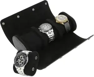 BAIGIO Tragbar Uhrenbox Uhrenrolle mit Uhrenkissen, Travel Watch Box Case, PU-Le