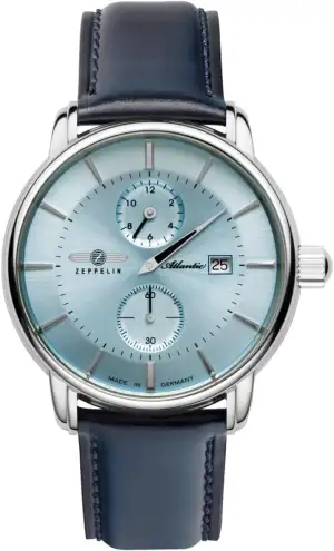Zeppelin Herrenuhr Serie Atlantic Automatik Regulator mit blauem Lederarmband 84