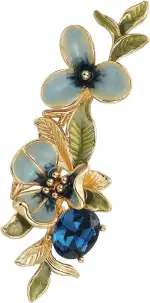 Iris Blumen-Brosche für Damen, handgetropfter, ölemaillierter Schmuck mit künstlichen Kristallen, grünes Blatt Sicherheitsnadel