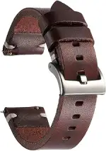 Rindsleder Uhrenarmband, Retro Handgemacht Vintage Quick Release Dick Leder Uhrenband mit Schnall...